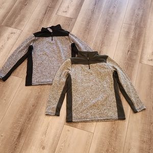 Boys size Large 12-14 Fleece pullover Green/Gray and Black/Gray.